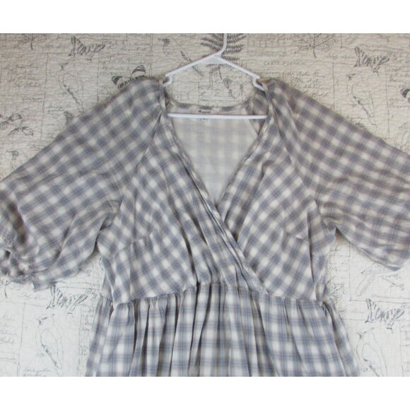 EUC $135 Madewell Marianna Puff Sleeve Midi Dress in Lavender Plaid Plus size 1X - Picture 8 of 11